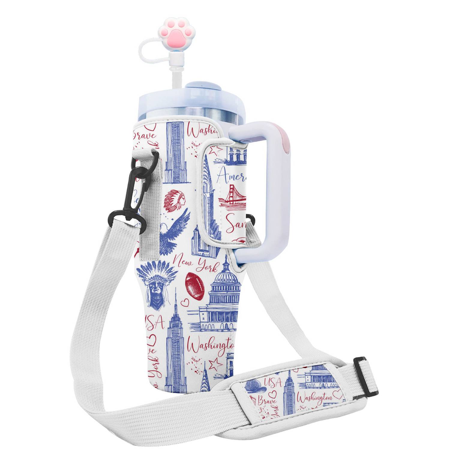Neoprene water cup cover with adjustable shoulder strap 9