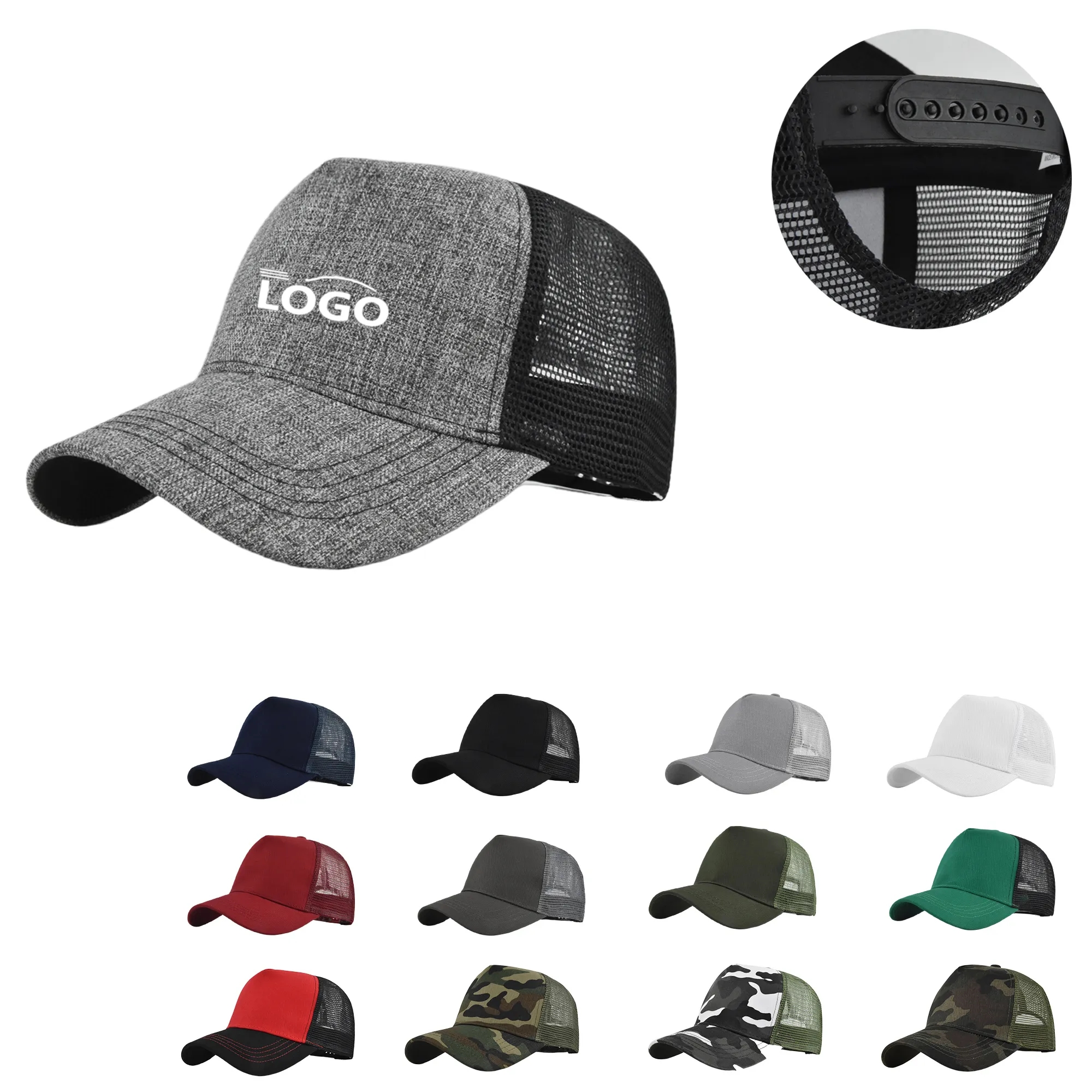 MOQ50 Hard Top 5 Panel Mesh Trucker Cap 12