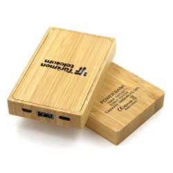 Light Up Logo Bamboo Power Bank - 5000mAh 2