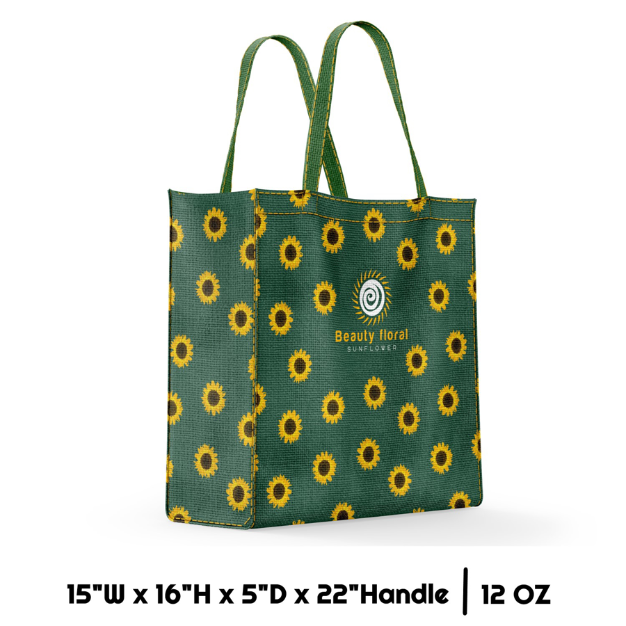 Sublimation 12 oz Poly Canvas Tote Bag - 15"W x 16"H x 5"D x