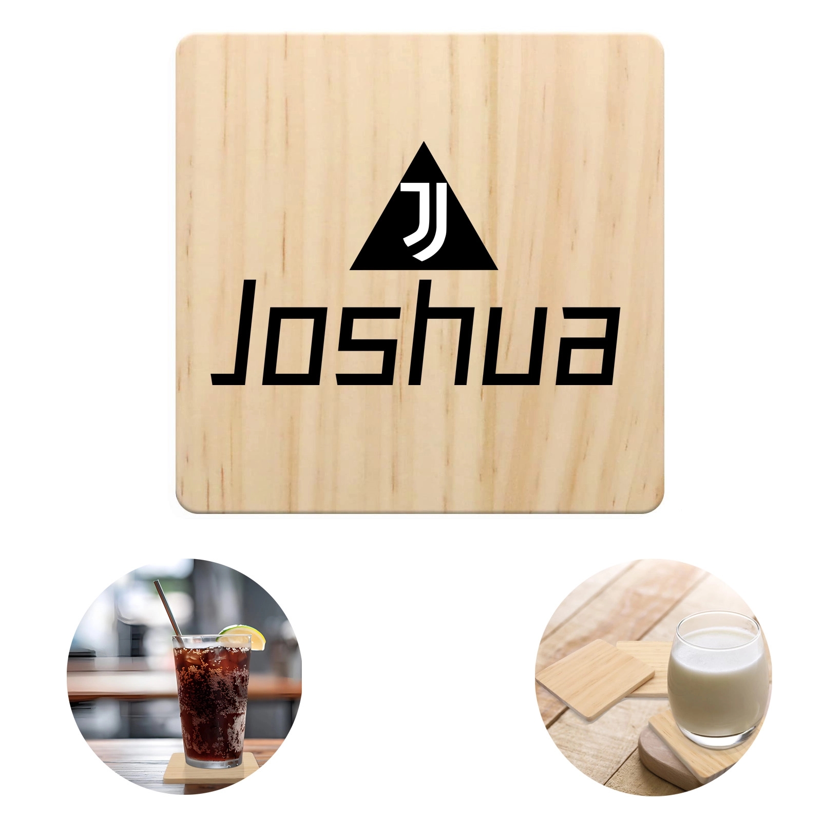 Square Beech Wooden Cup Coasters 2