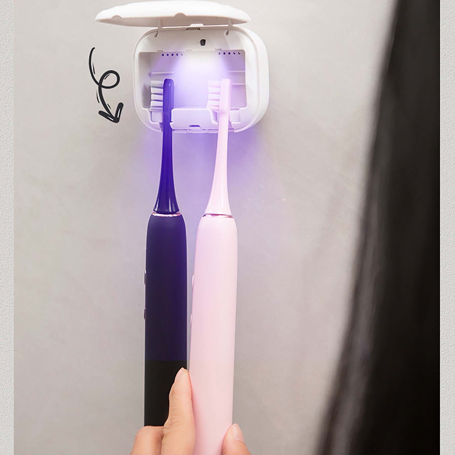 UV Toothbrush Sanitizer and Holder- 2 Toothbrush 7