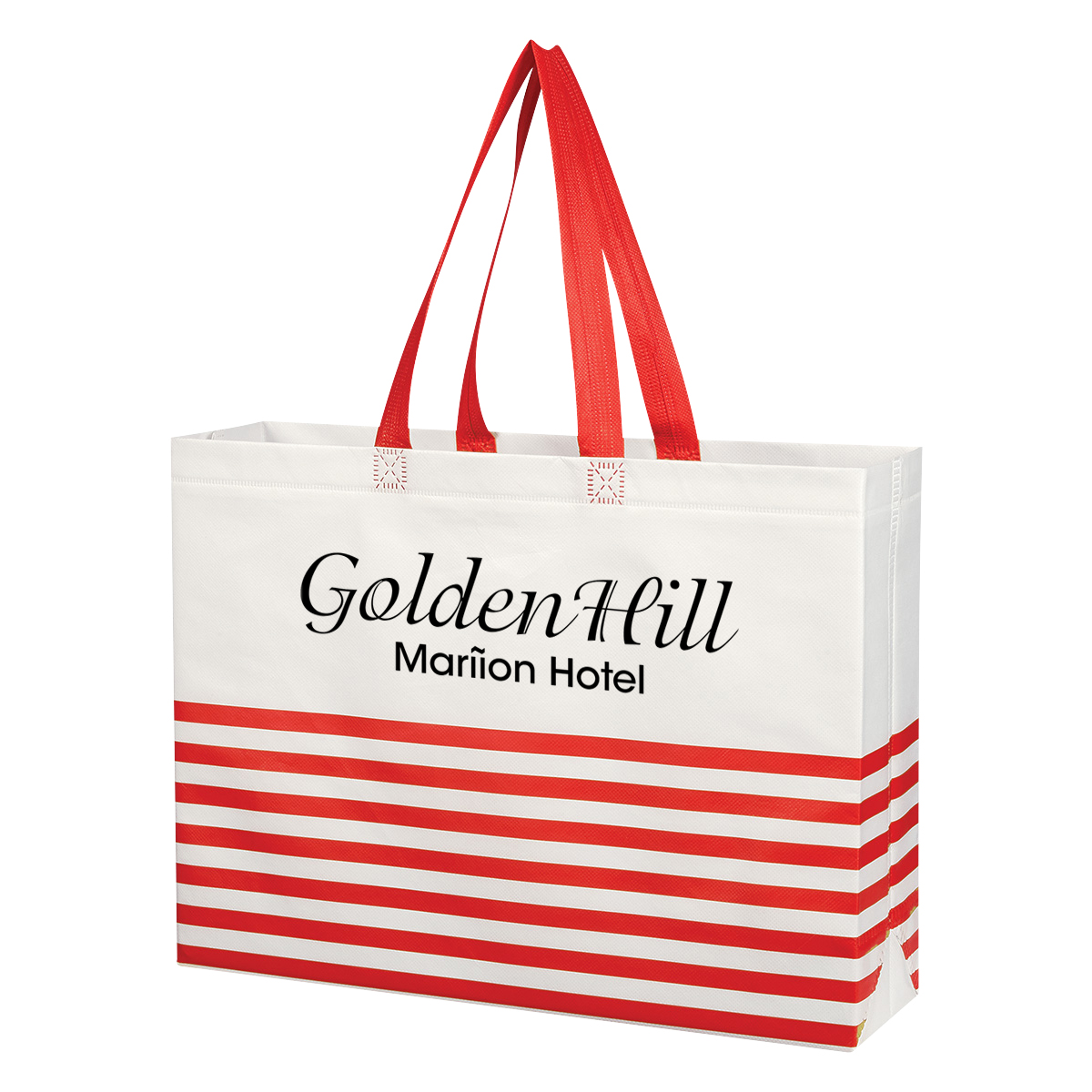 Non-Woven Horizontal Stripe Tote Bag 7