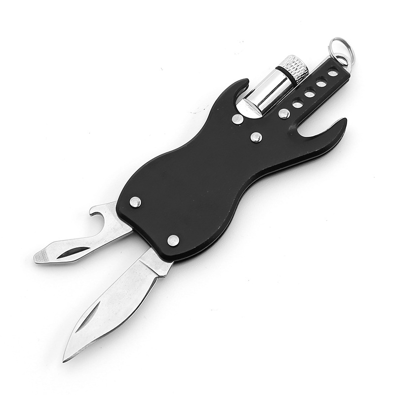 3-in-1 Mini Guitar-Shaped Multitool w/Keychain Knife 3
