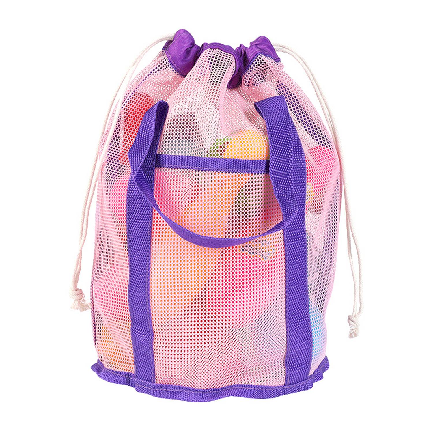 16L Polyester Mesh Beach Drawstring Bag 4