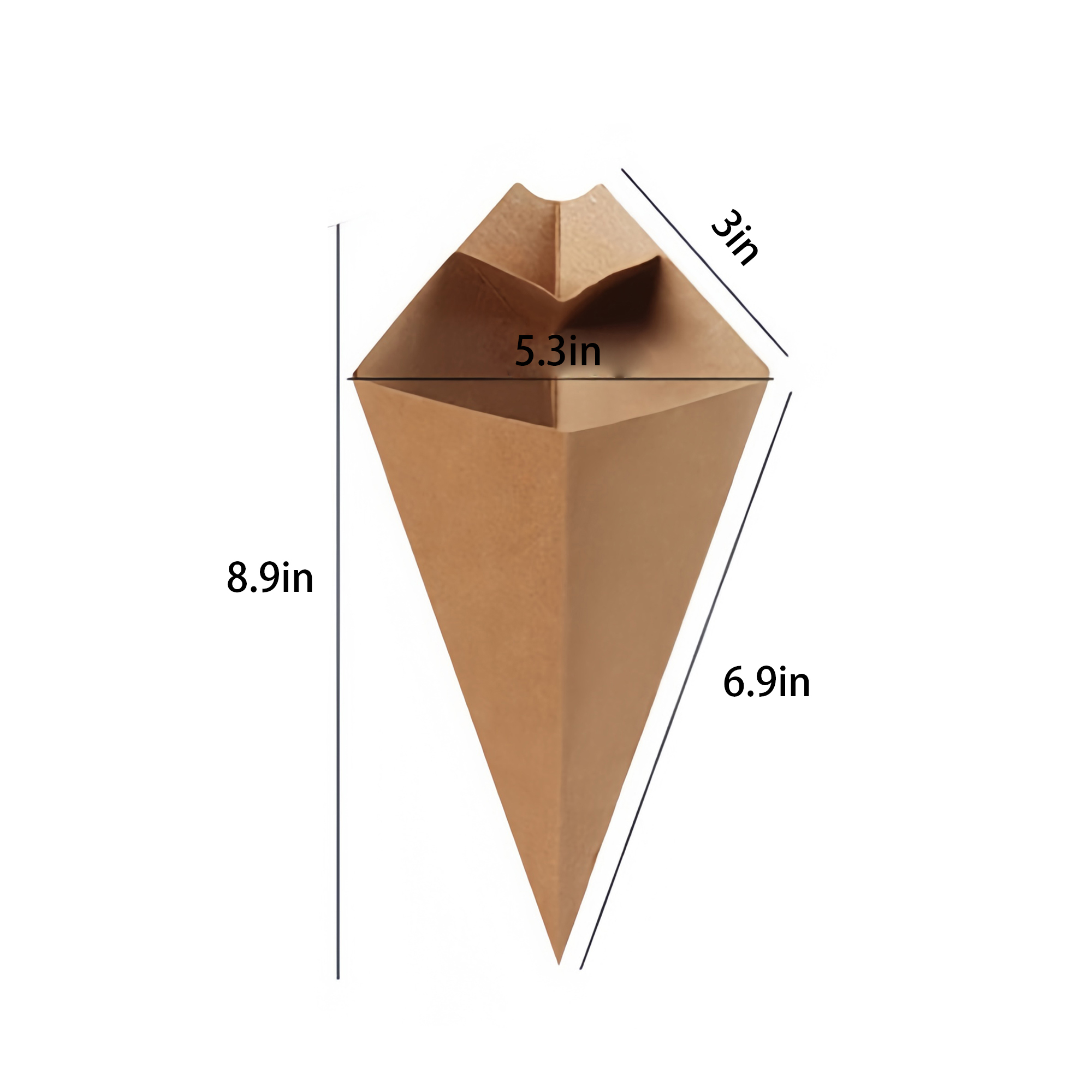 Cone-Shaped Kraft Paper French Fry Holder with Sauce Compartment 2