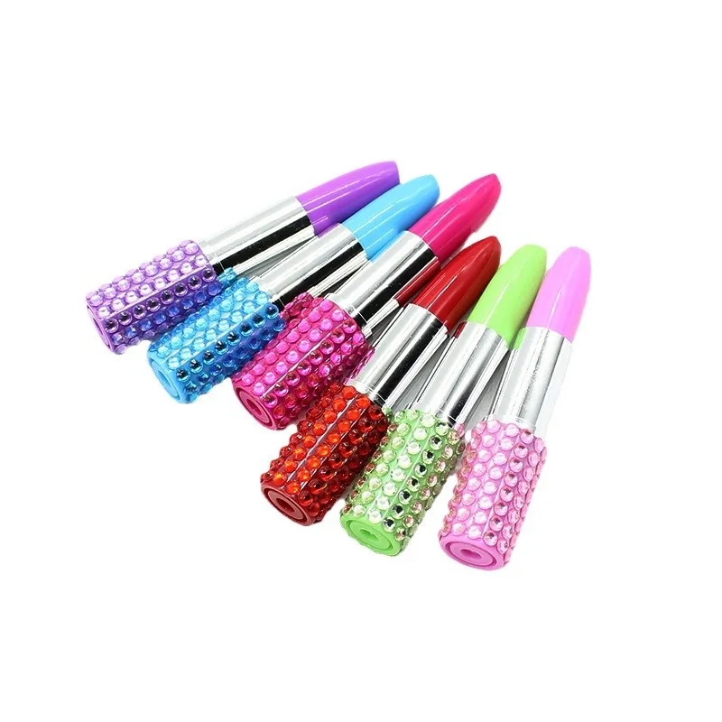 Rhinestone Crystal Lipstick Shape Ballpoint Pen 7