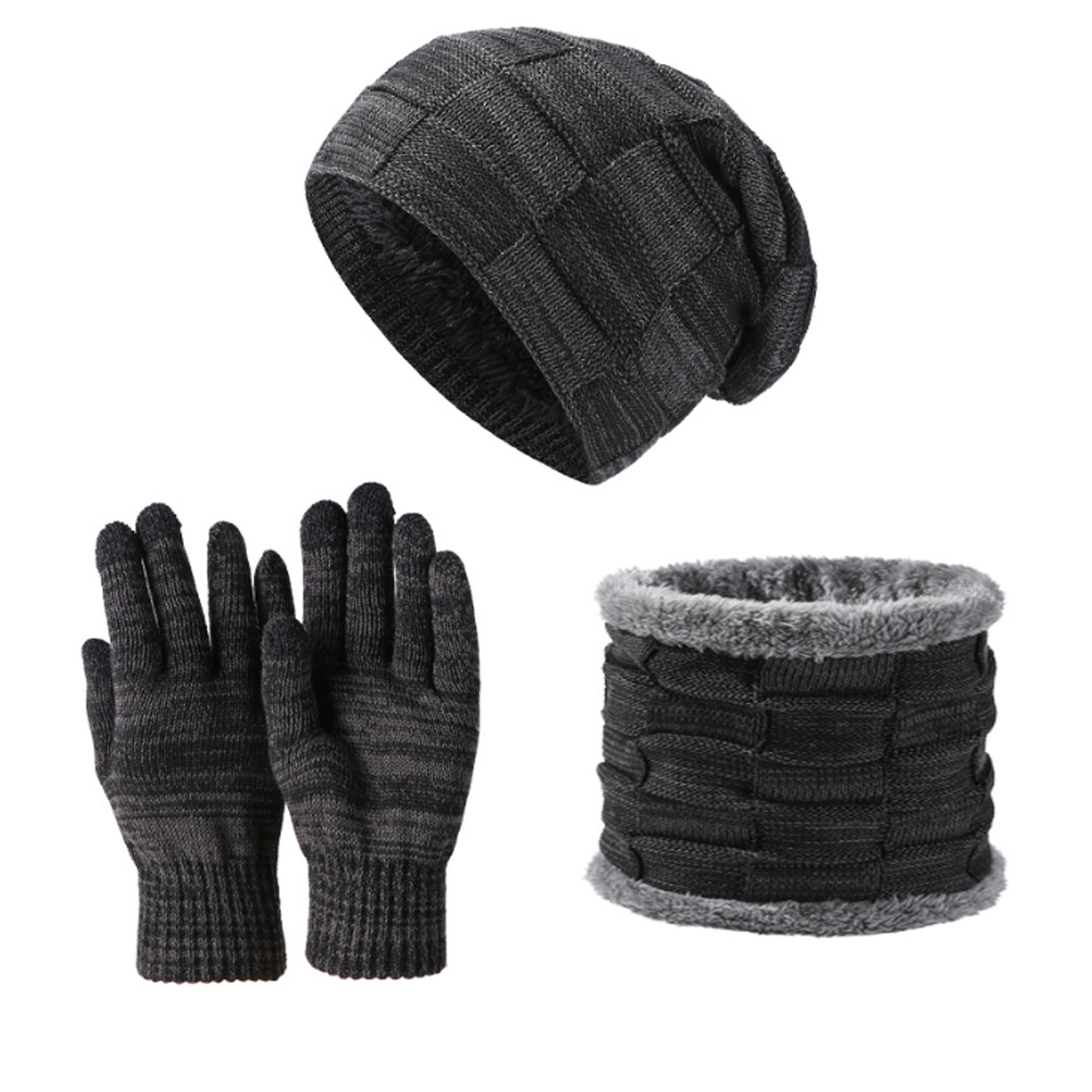 Polyester Comfortable Knitted Three Piece Winter Set 5