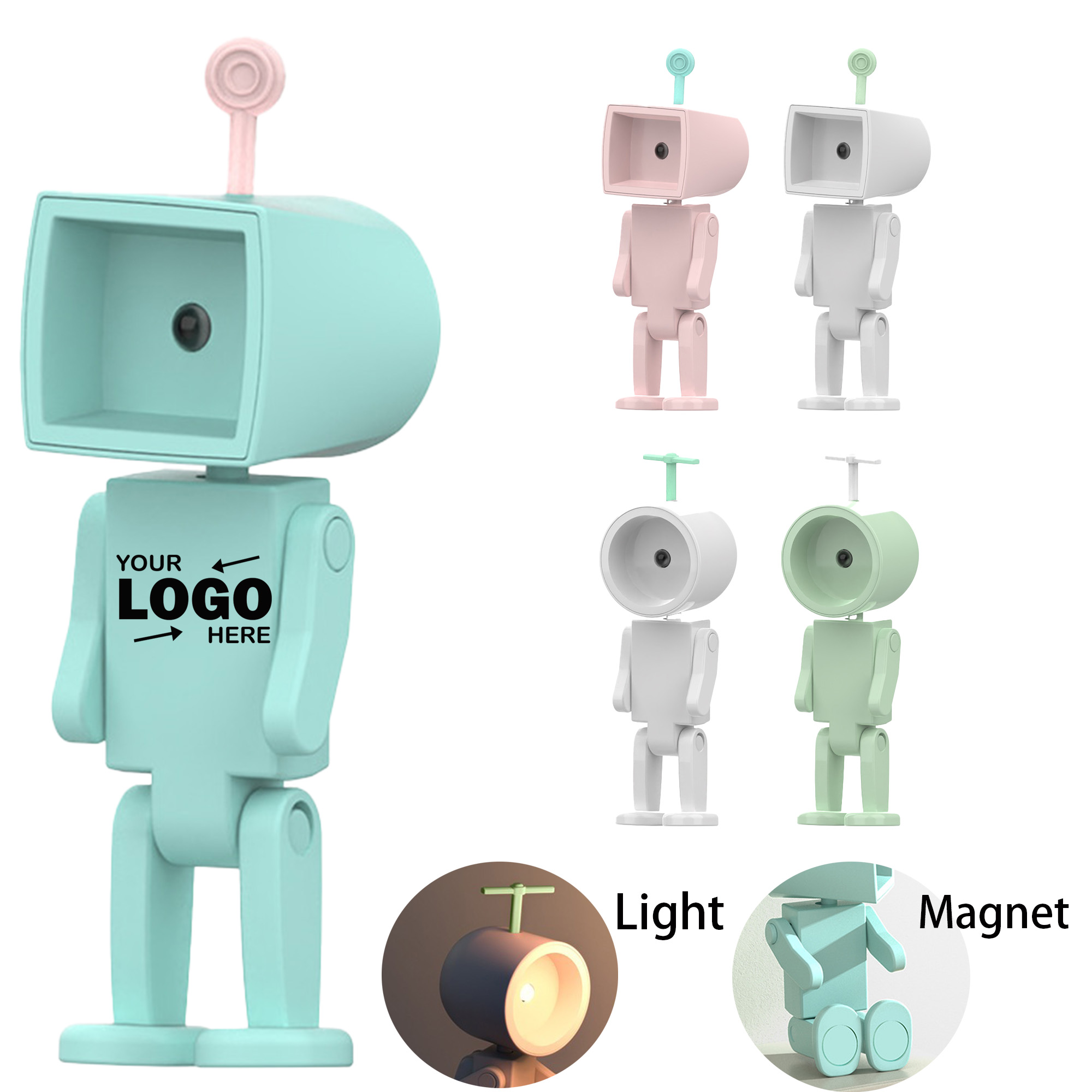 Cute Robot Illuminated Night Light With Magnetic Feature 2