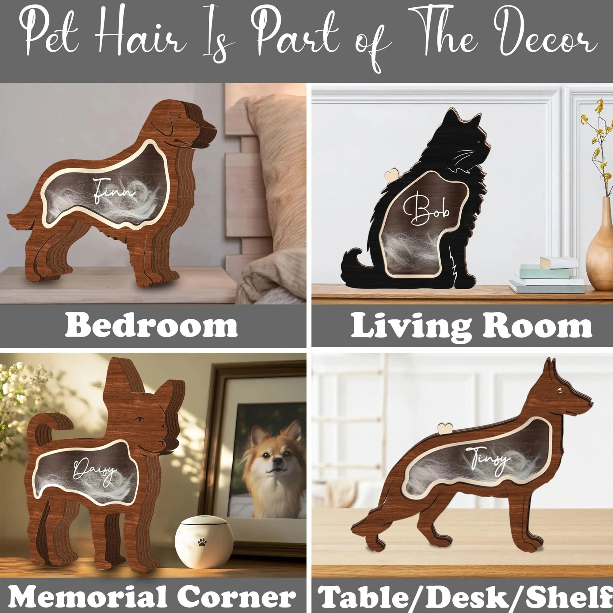 Handcrafted Wooden Pet Hair Memory Box With Display Window 5