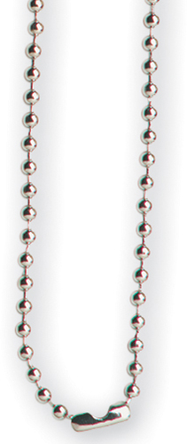Silver Metal Ball Chain Badge Fastener Necklace (30")