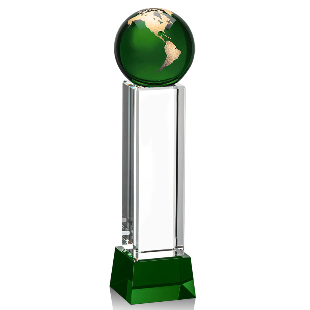 Luz Globe Award on Base - Green/Gold 3