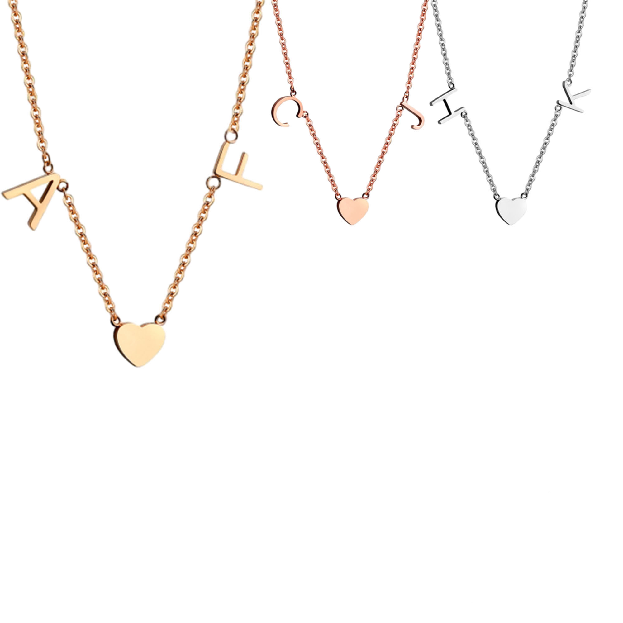 Customized Letter Heart-Shaped Necklace 2