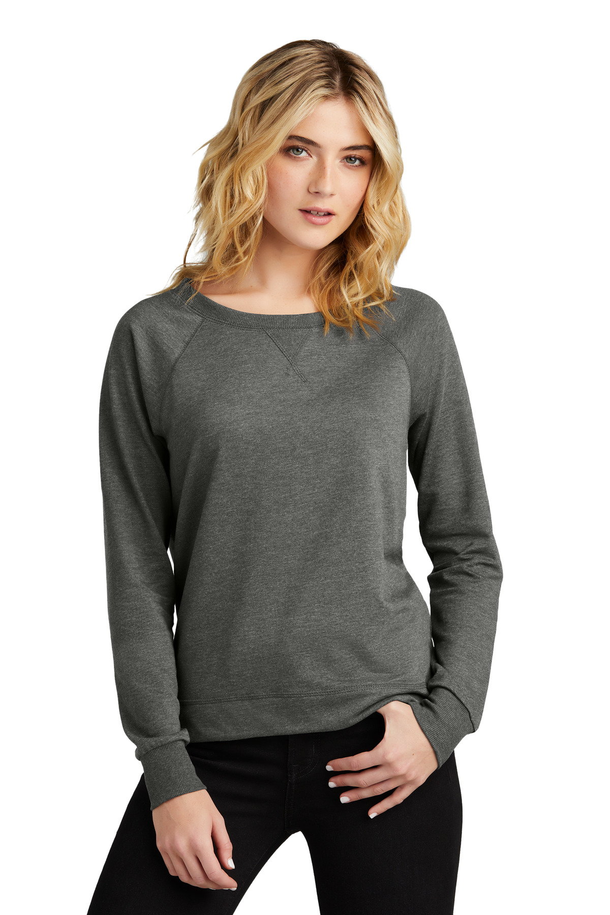 District Women's Featherweight French Terry Long Sleeve Crewneck DT672 32