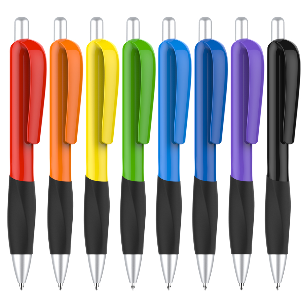 Colored Grip White Plastic Pen 2