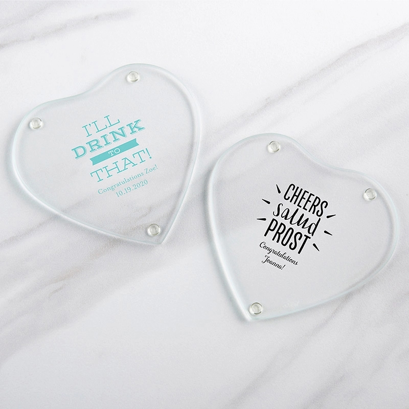 Heart Shaped Glass Coaster Favors 3
