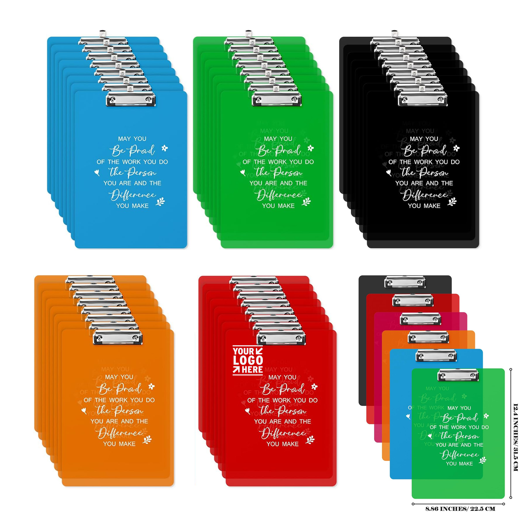 Employee Appreciation Plastic Colored Clear Clipboard Low Profile Clip Inspirational Office Gift 2