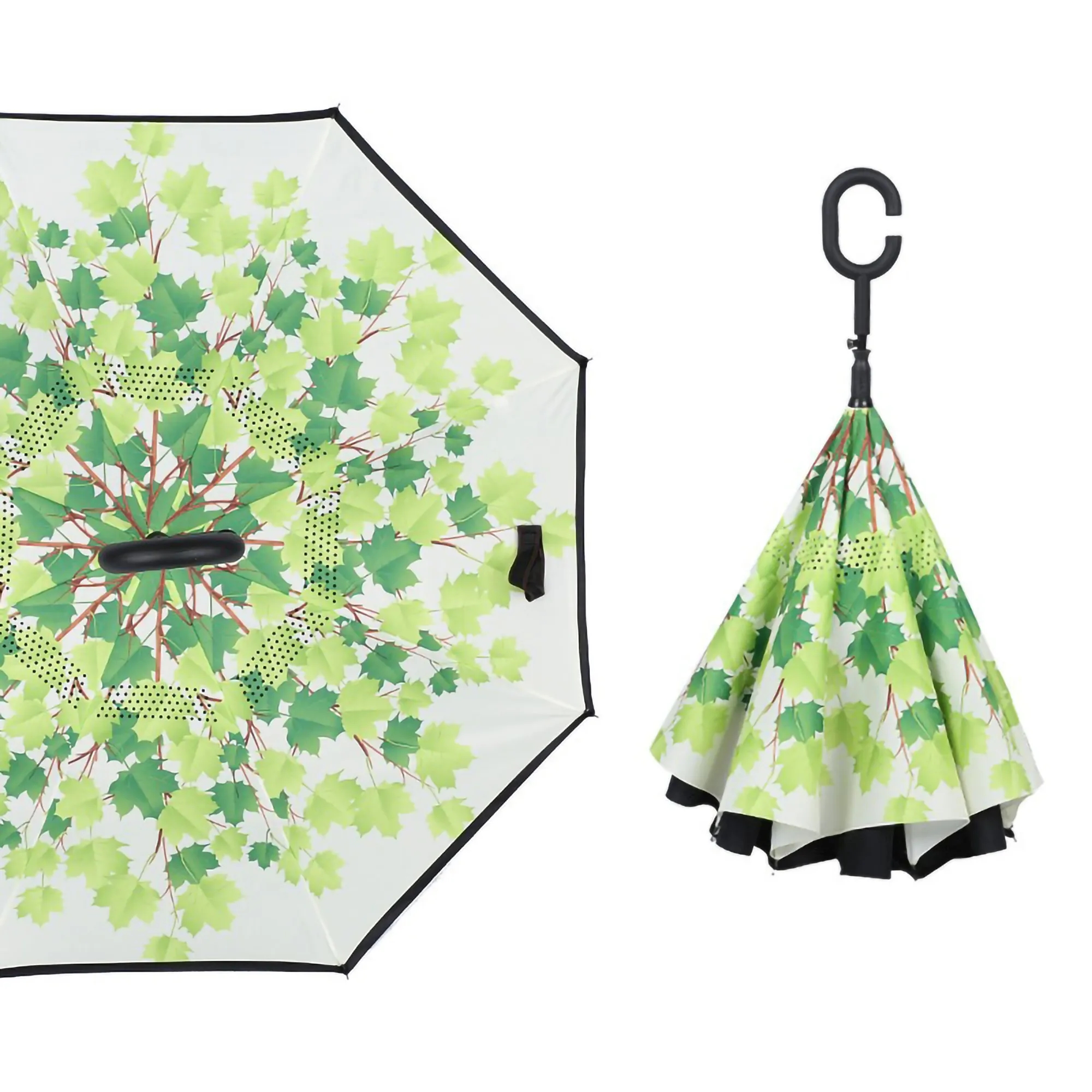 Double Layer C Handle Inverted Reverse Folding Umbrella 6