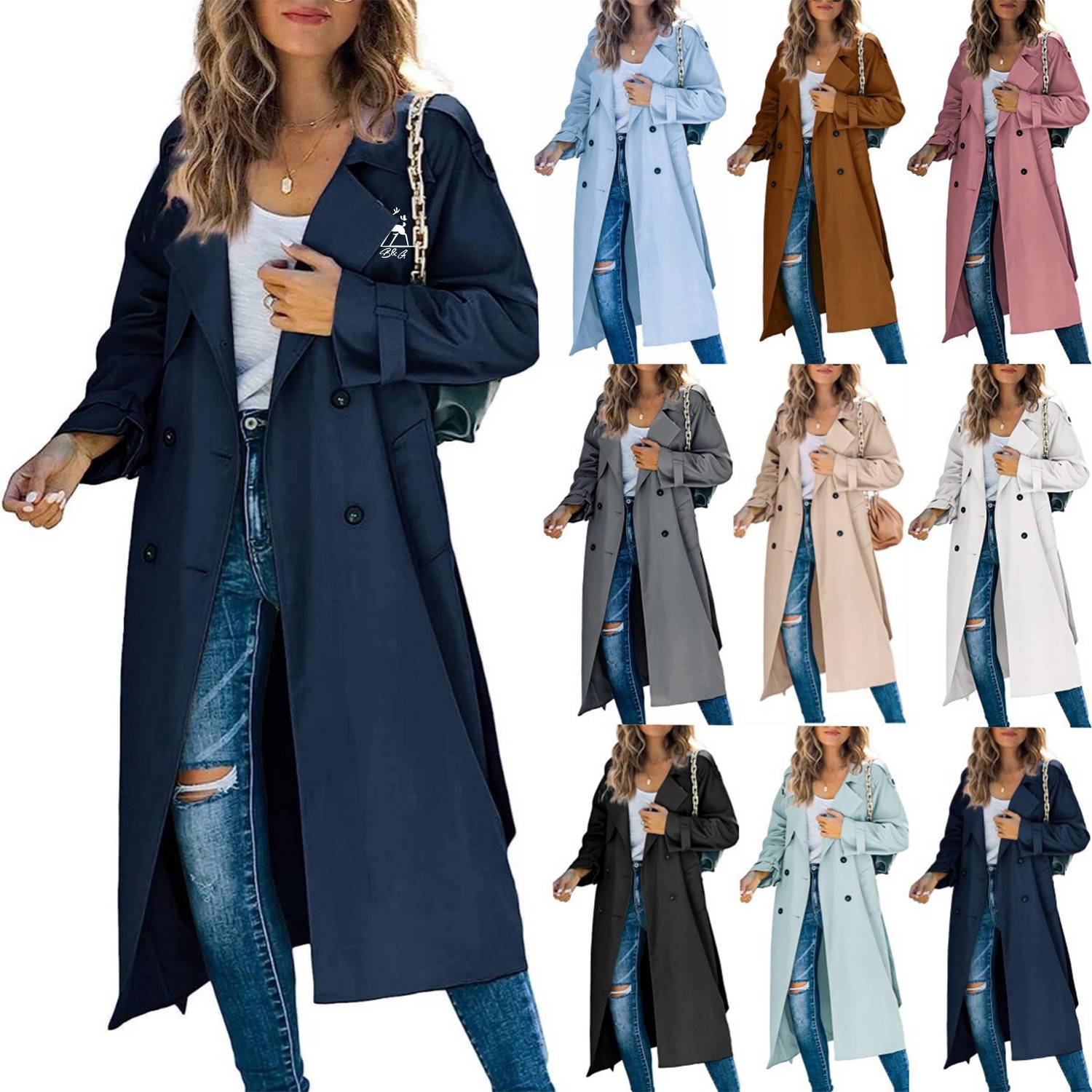 Women's Solid Color Long Coat