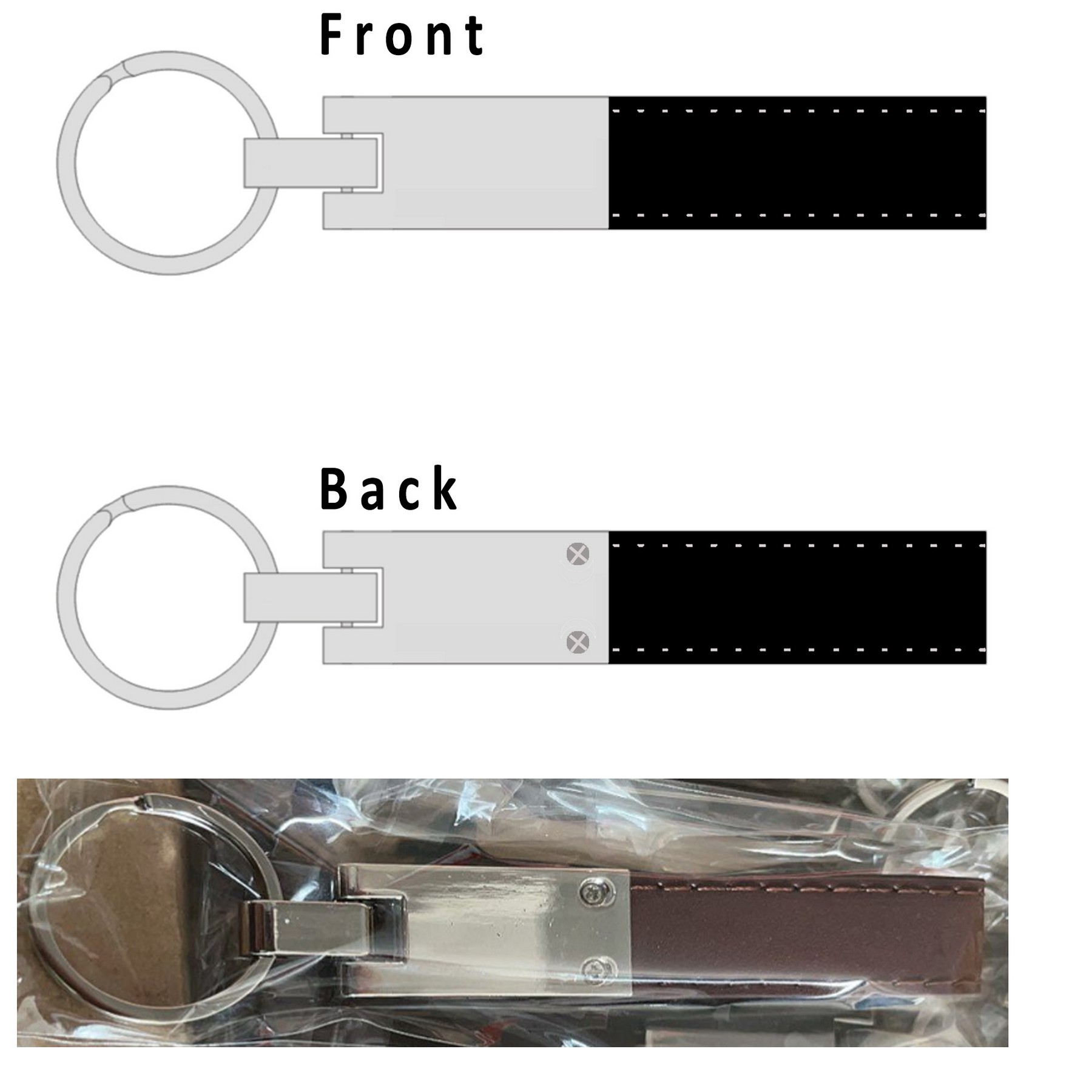 Leather Strap Keychain with Metal Plate 4
