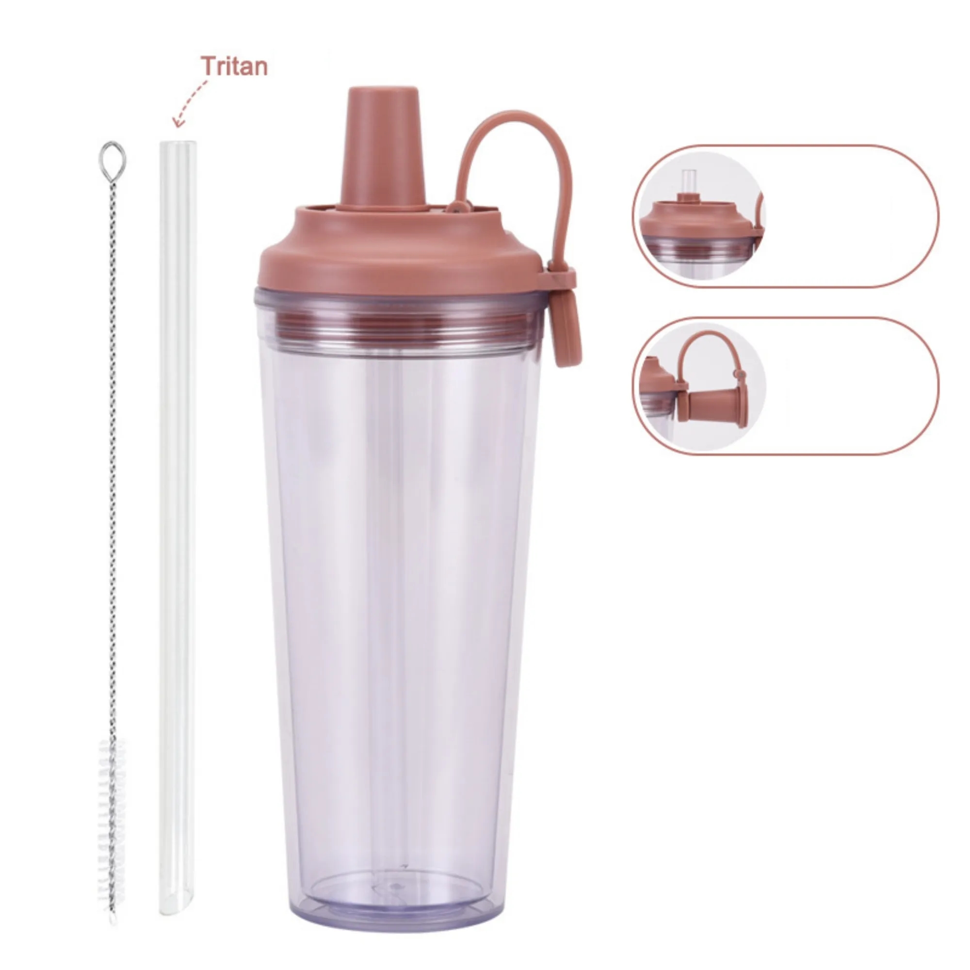 24oz Double-Layer Plastic Straw Cup 2