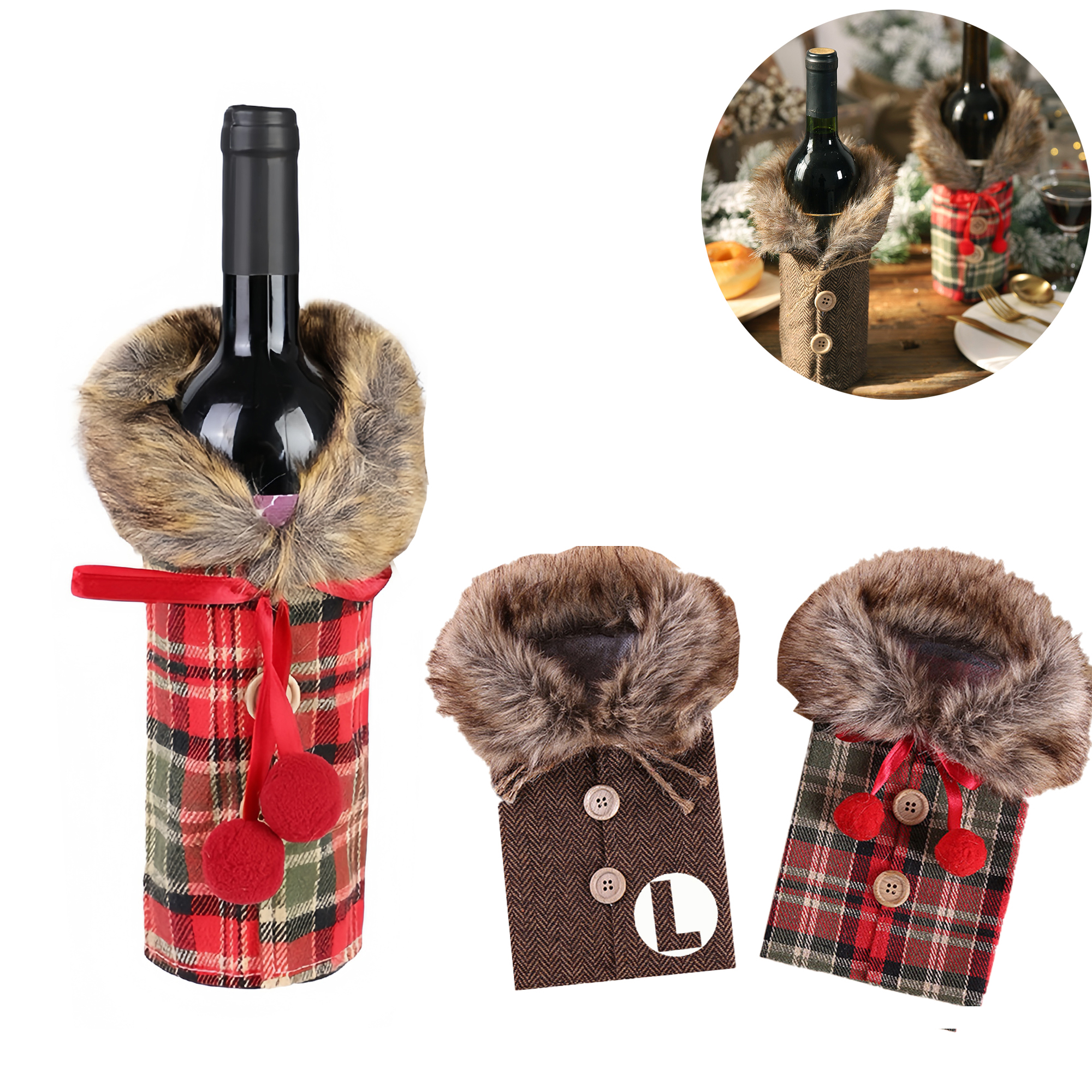 Soft Fabric Wine Bottle Cover for Festive Decoration 1