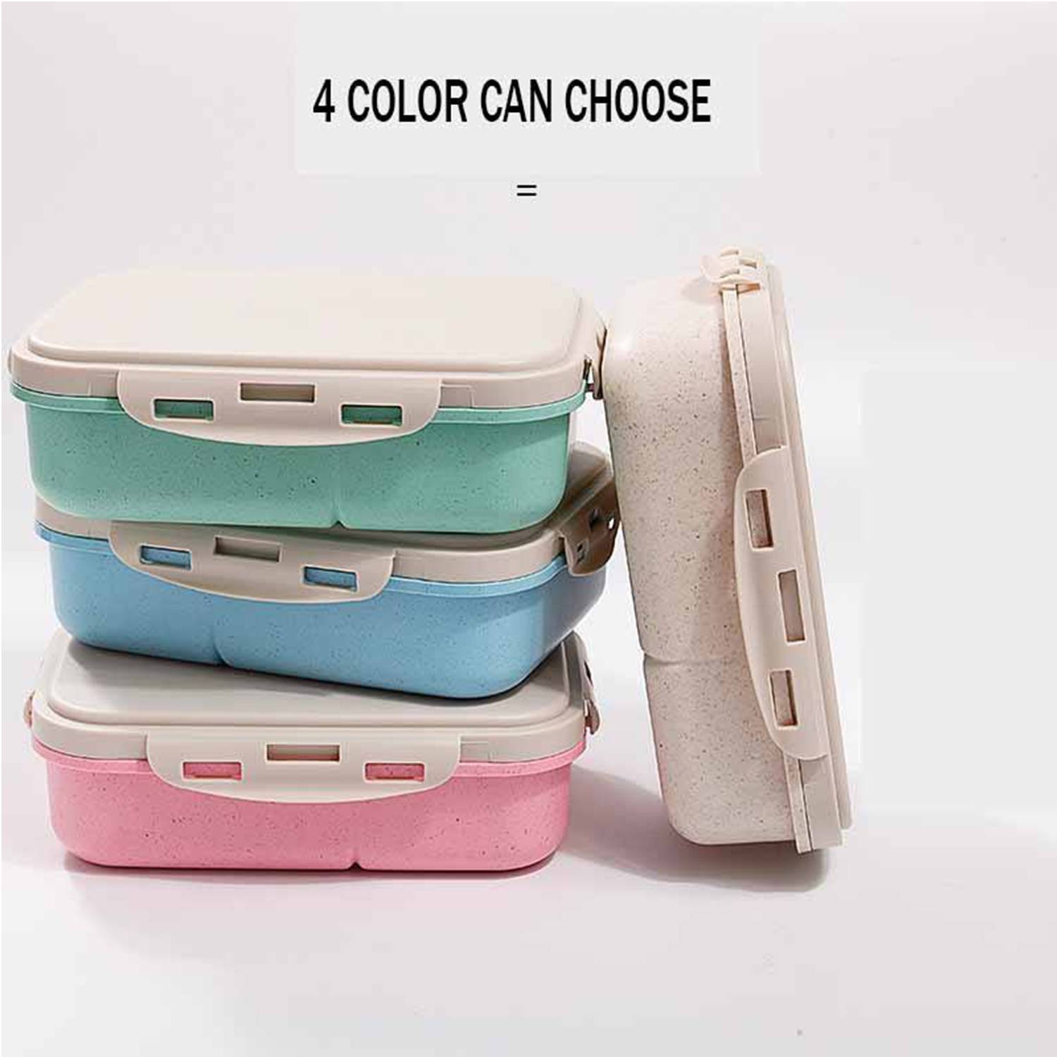 Leak Proof Wheat Straw Lunch Bento Box w/ Utensils 4