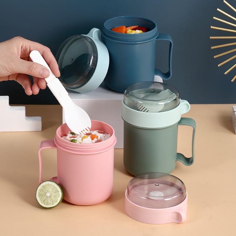 Portable Soup Cup With Lid Spoon 5