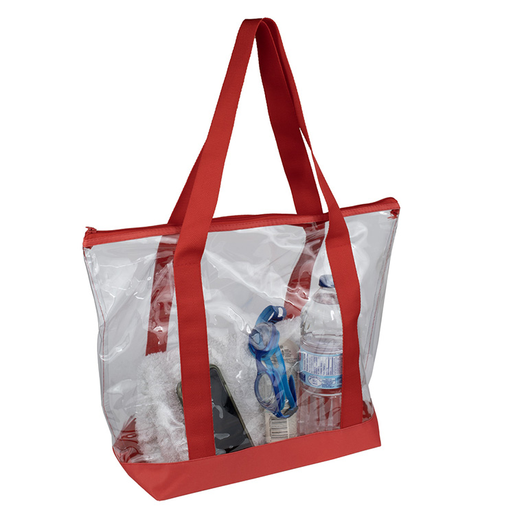 19"W x 13 ½"H x 6"Gusset - "BONDI" Jumbo Clear Zippered Tote Bag 26