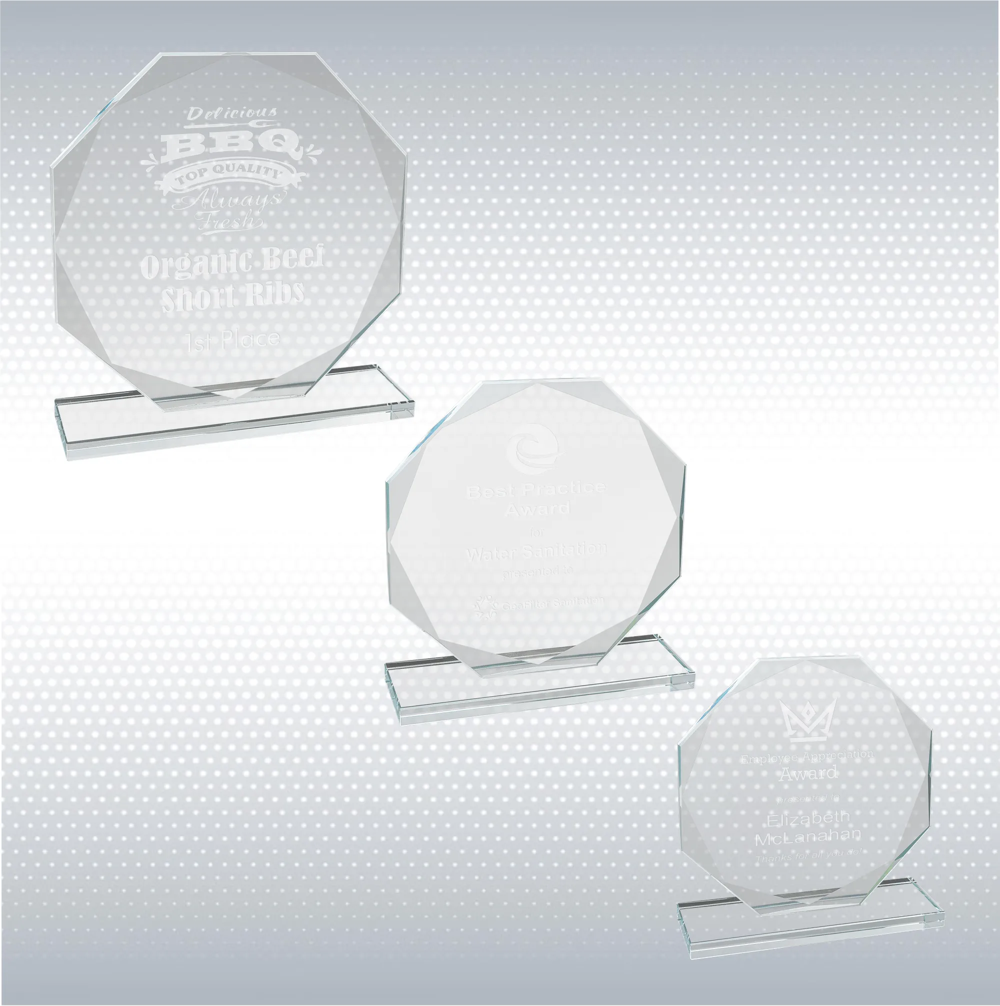 Octagon Clear Glass Award 10