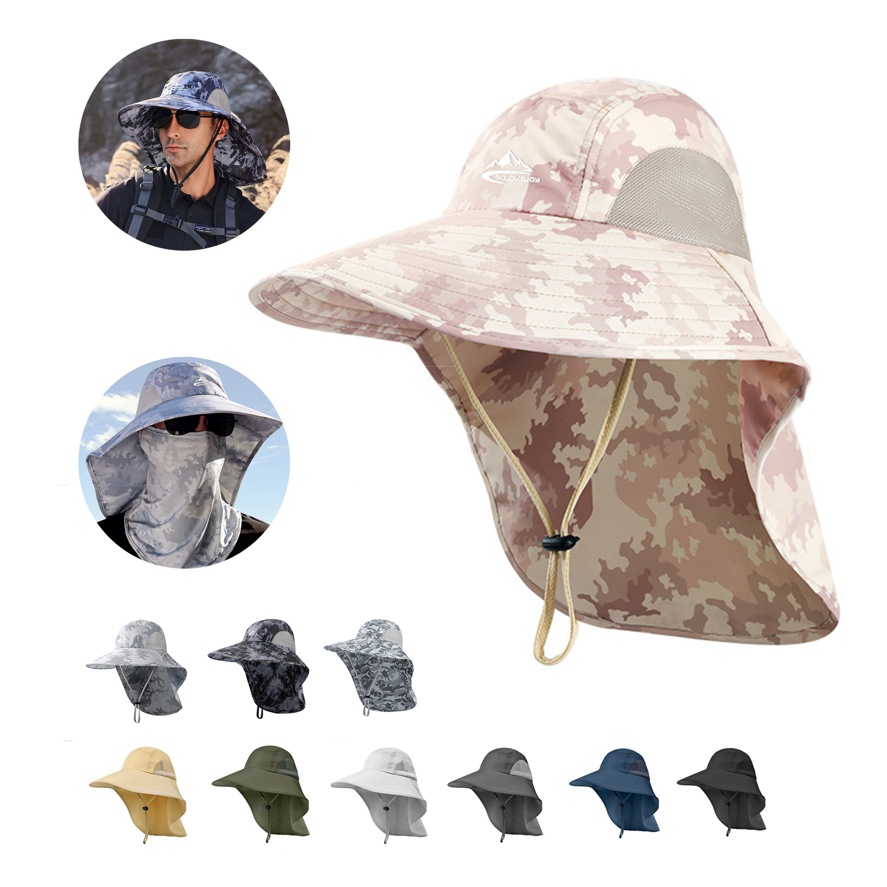 Wide Brim Fishing Sun Hat With Neck Flap 3