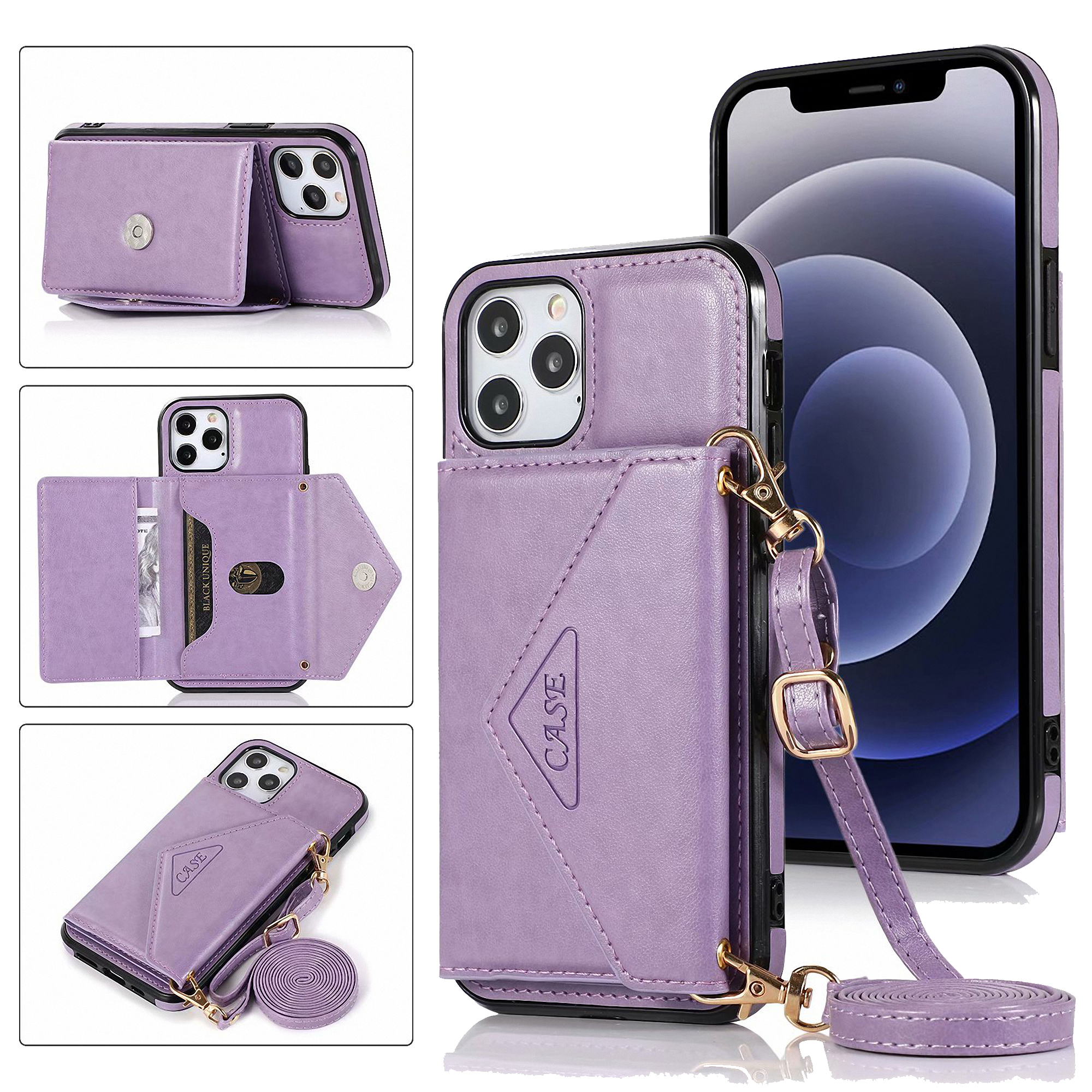 Leather Wallet Phone Case with Strap 2