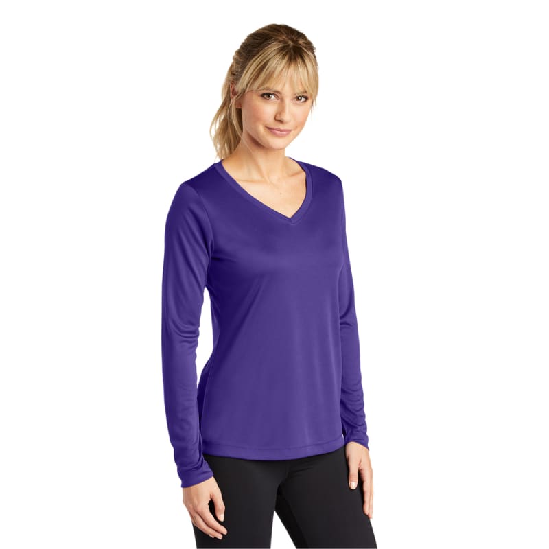 Sport-Tek Women's Long Sleeve PosiCharge Competitor V-Neck Tee. 1