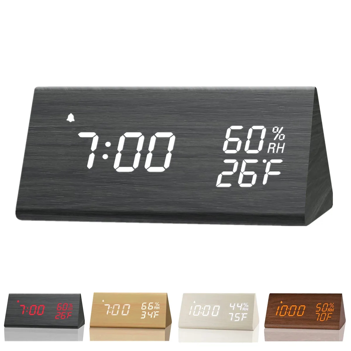 Wooden Digital Alarm Clock with LED Time Display 1