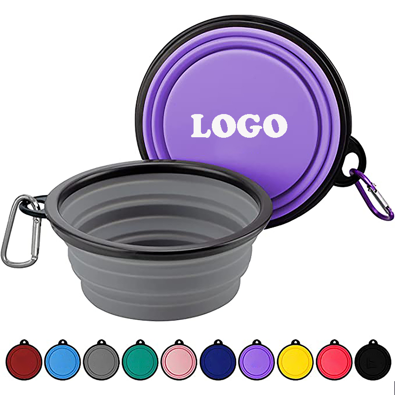 Portable Foldable Dogs Food Bowls w/ Carabiner Clip 2