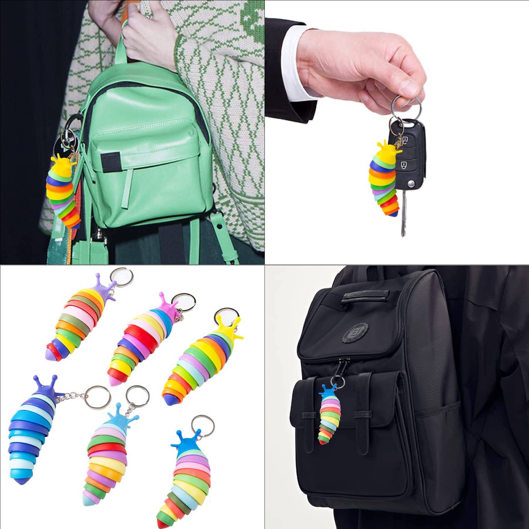 Caterpillar squishy stress reliever keychain with closure 7
