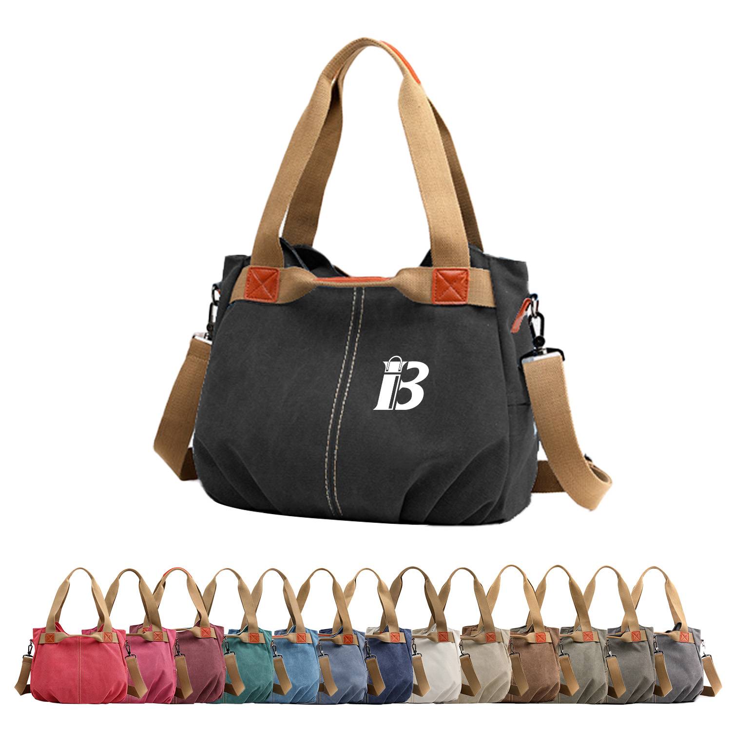 Large Canvas Shoulder Tote Bag, custom tote bag with logo imprint 2