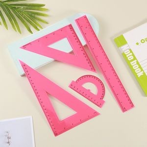 4 Pieces Ruler Set Includes 12 Inch Straight Ruler Triangle Ruler and Protractor 2