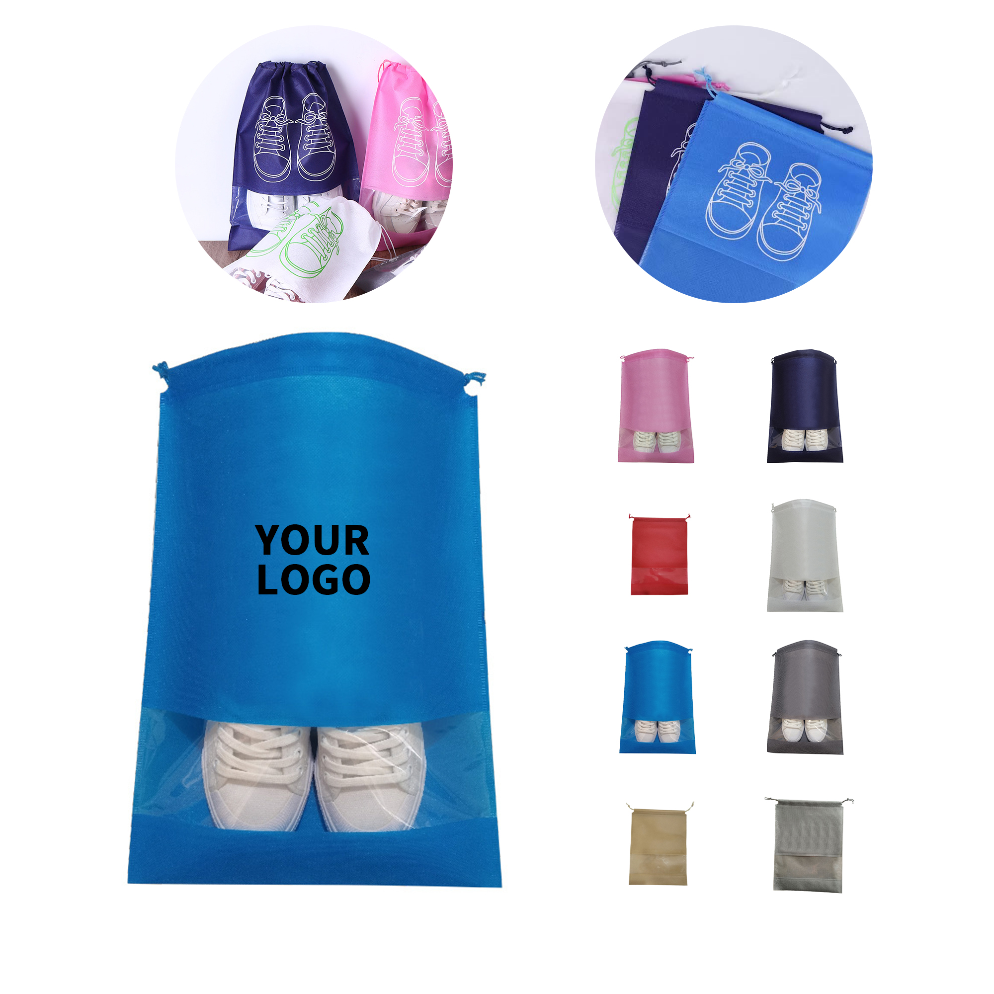 Non Woven Drawstring Footwear Pouch With Window 5