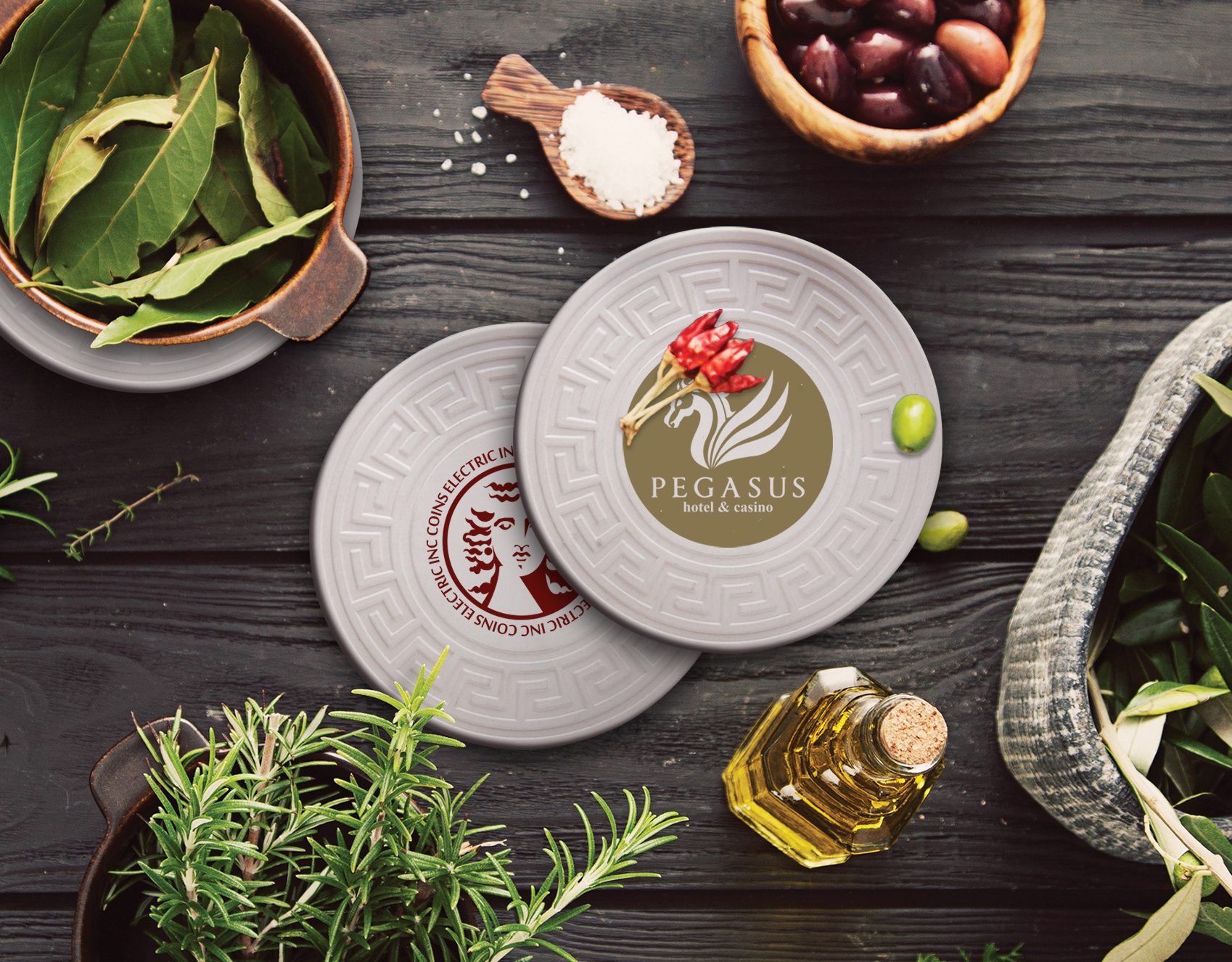 Round Greek Key Absorbent Stone Coaster 2