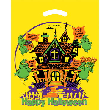 Yellow Fold Over Reinforced Die Cut Bag - Halloween 1