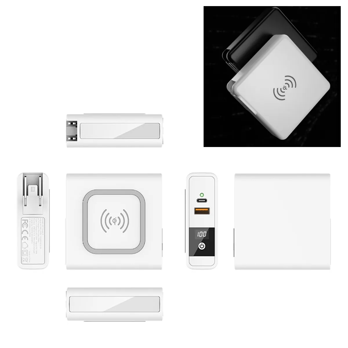 wireless 10000mAh Power Bank with AC Wall Plug 1