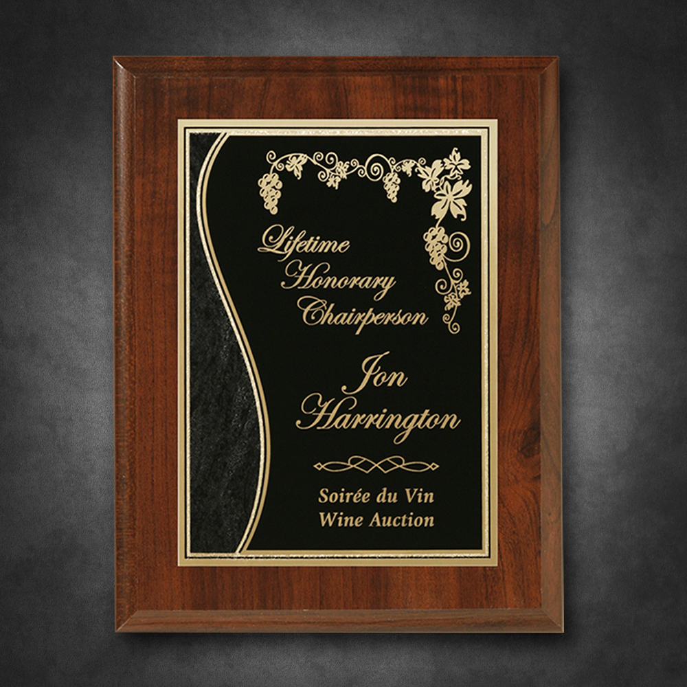 Econo Cherry Plaque with Lasered Plate 3