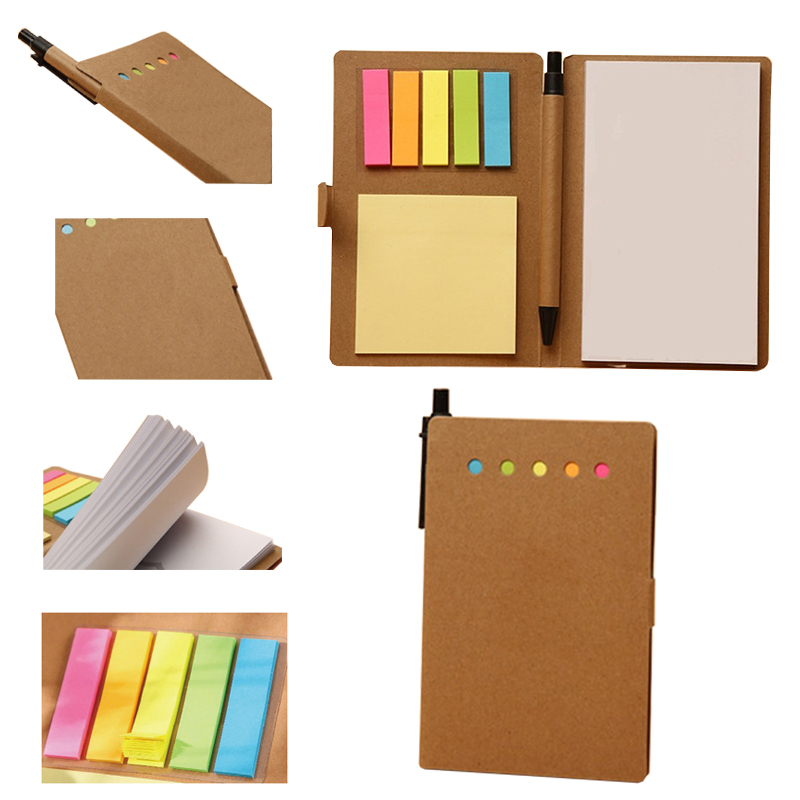 Kraft Paper Combination Post-it notes Notebook With Pen 2