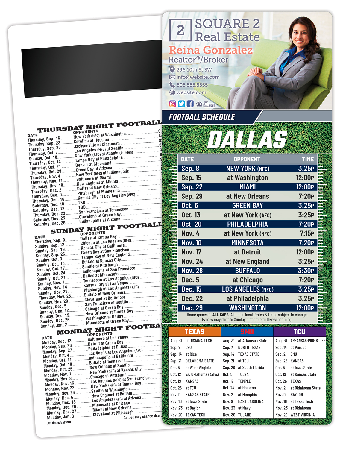 Football Schedule Laminated Card/Postcard with Magnet Strip 3.5x8.5 - 14 pt. 1