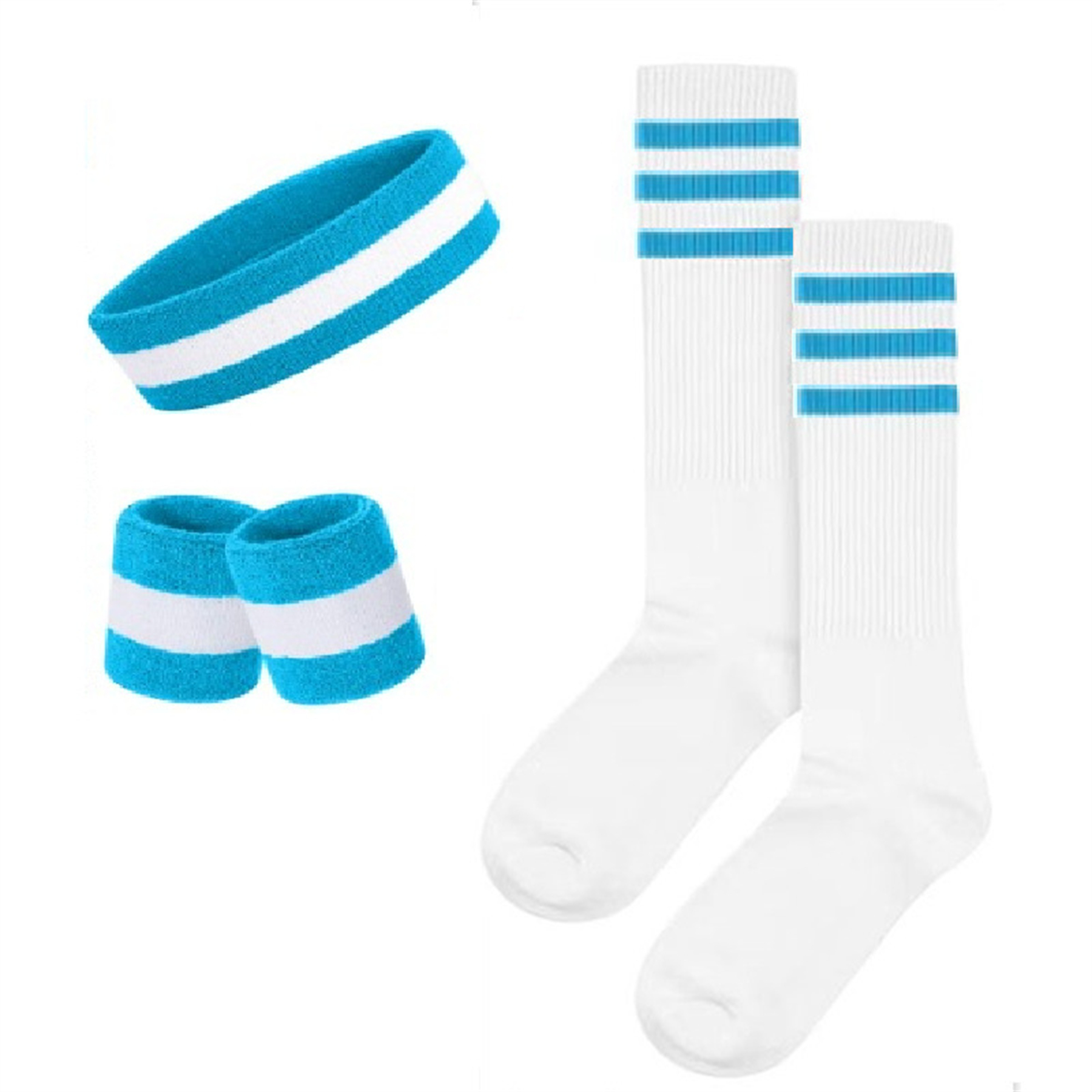 Striped Sweatband Socks Set 4