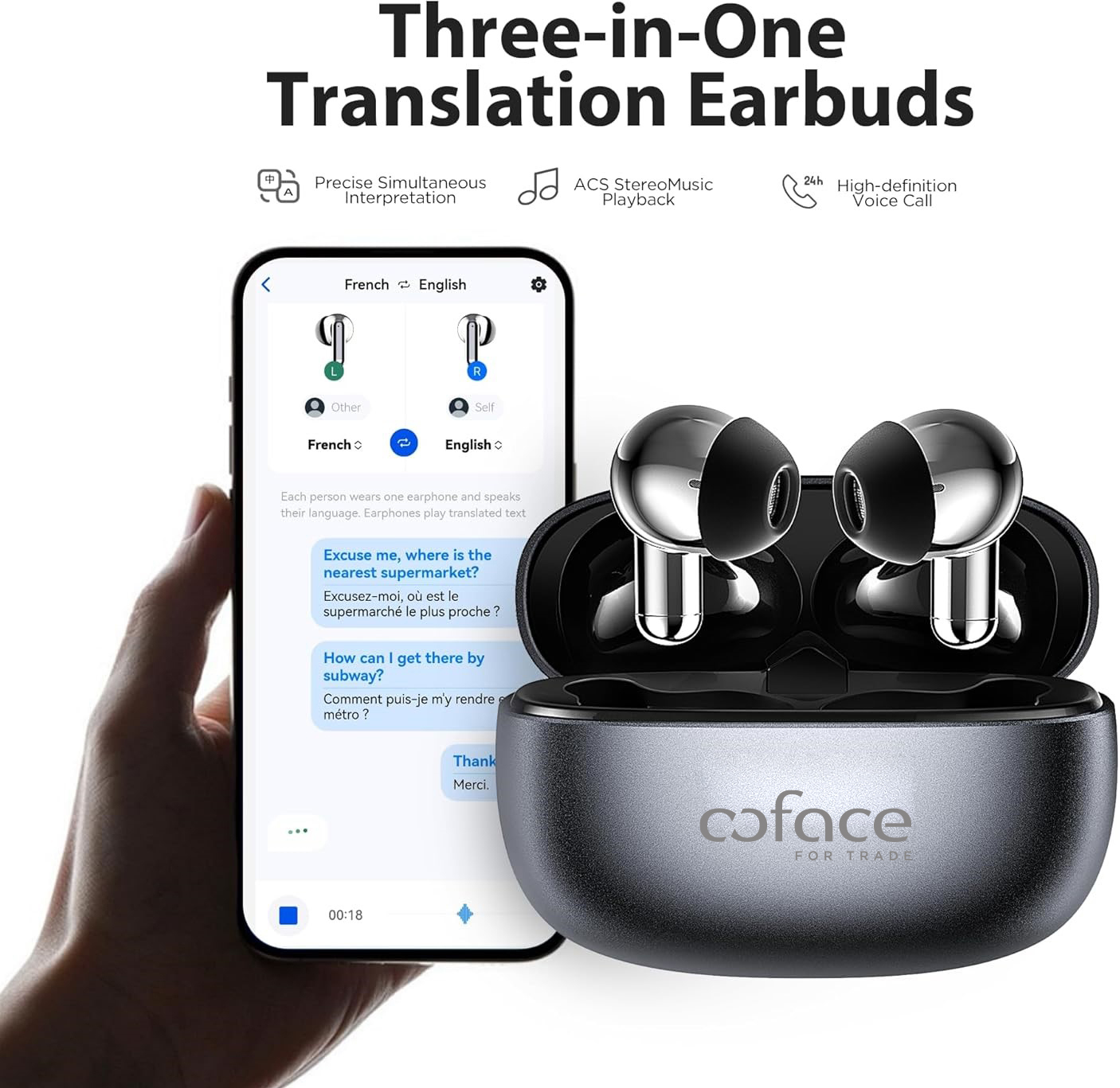 Real-Time AI 140 Plus Language Translator Earbuds with App Control 9