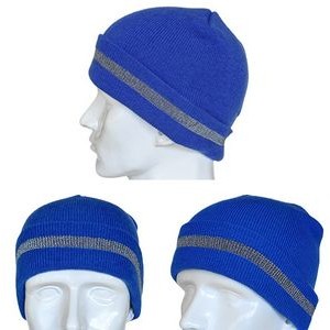 Reflective Striped Lined Fluorescent Knitted Beanie Hat 3