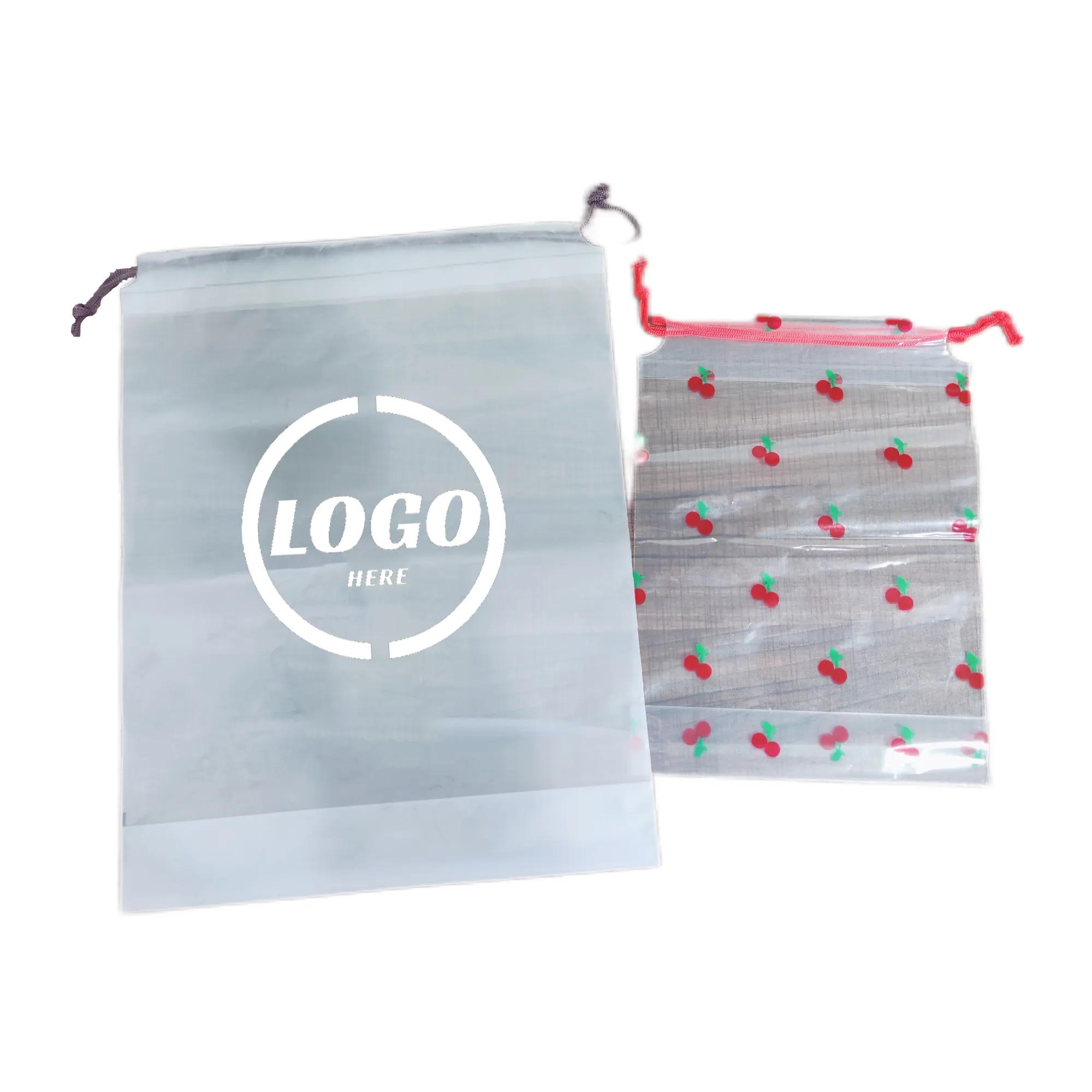 Frosted Transparent Plastic Drawstring Bag 3