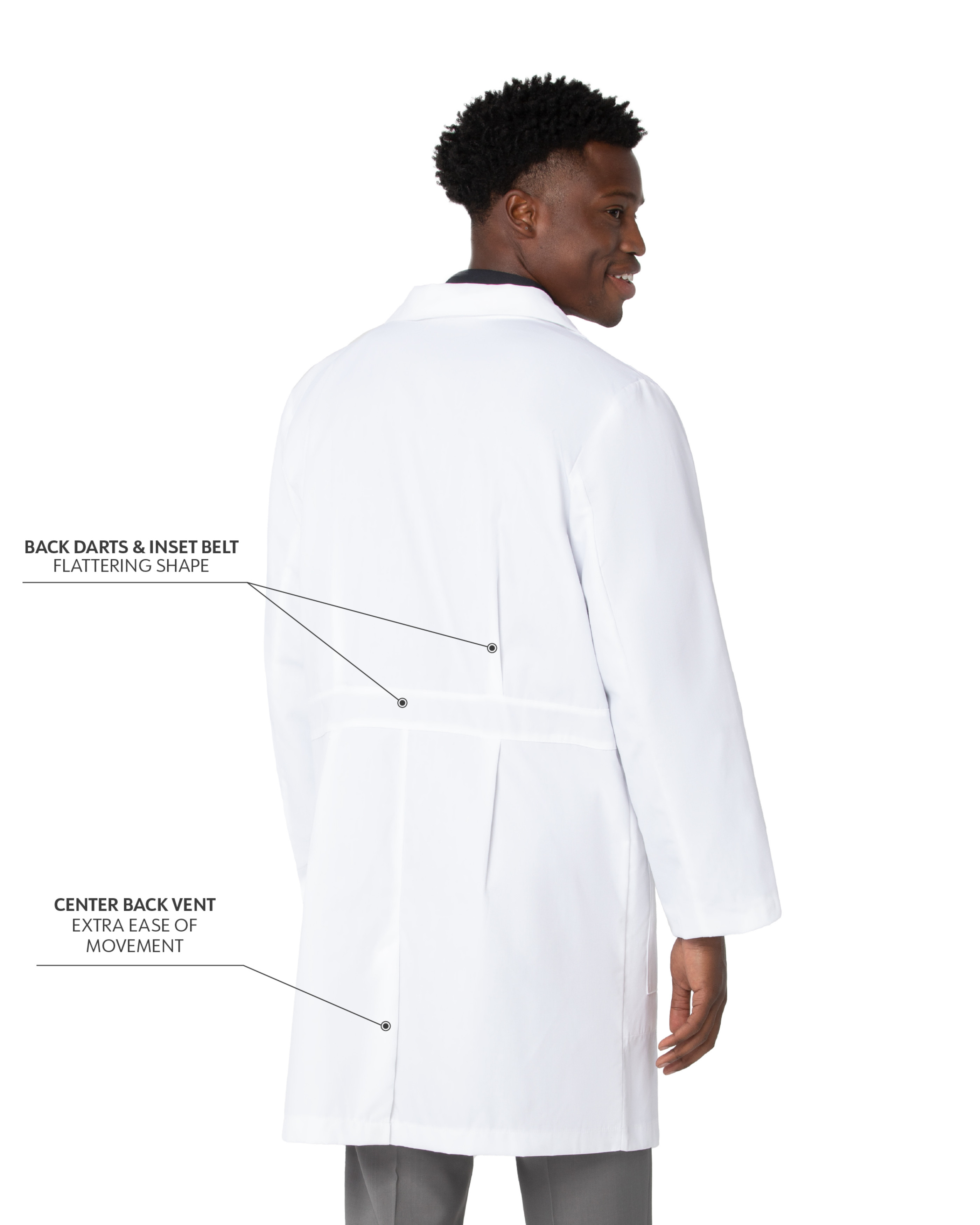 Landau - Essential Lab Coats - Men's Five-Pocket 37" Mid-Length Tablet Lab Coat 3